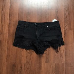 Black denim shorts